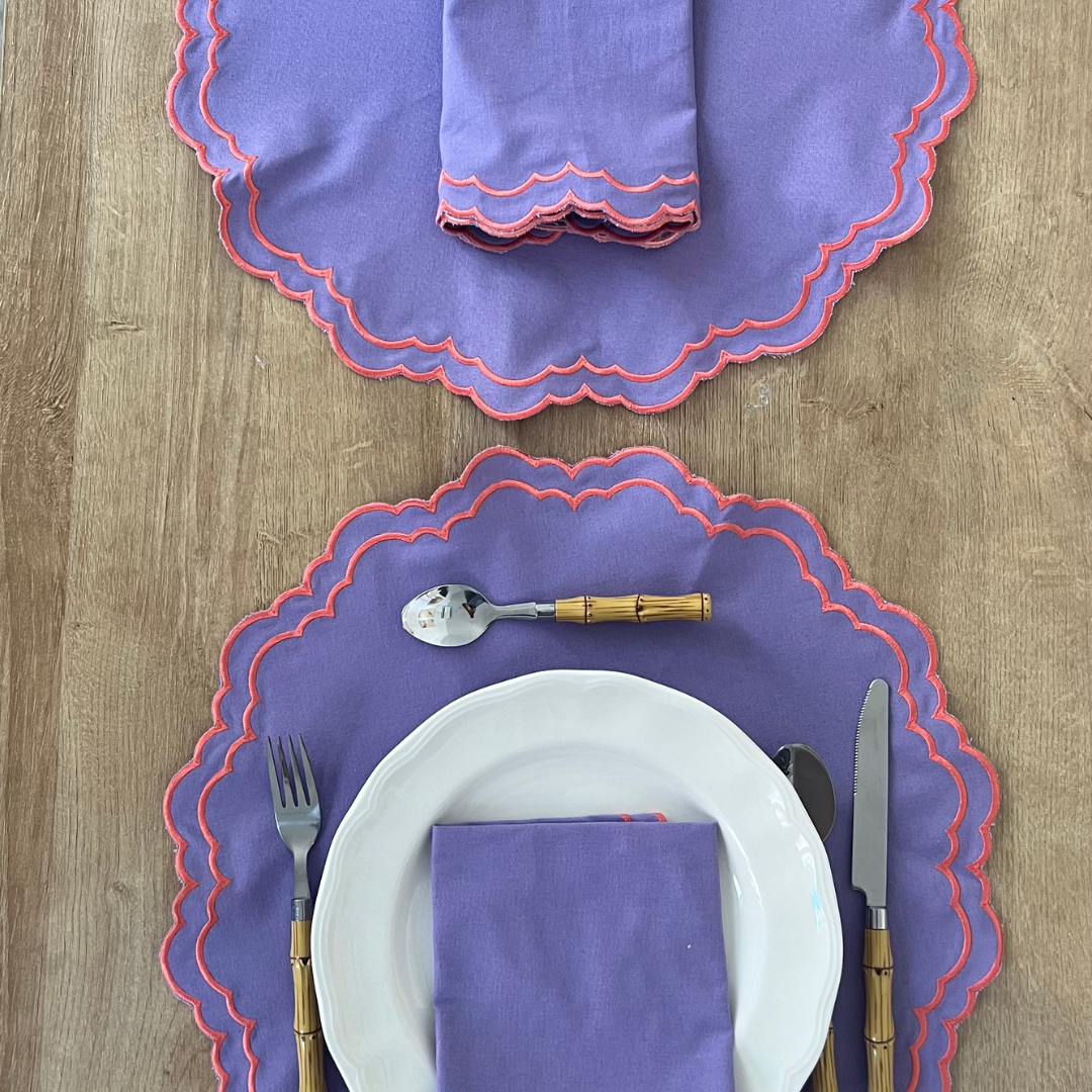 Mantel Individual Lavanda y Coral