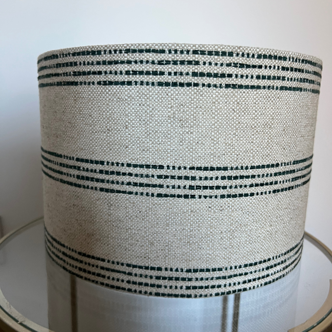 Pantalla Tela Rayas Piave Verde Botella - Vanila Deco