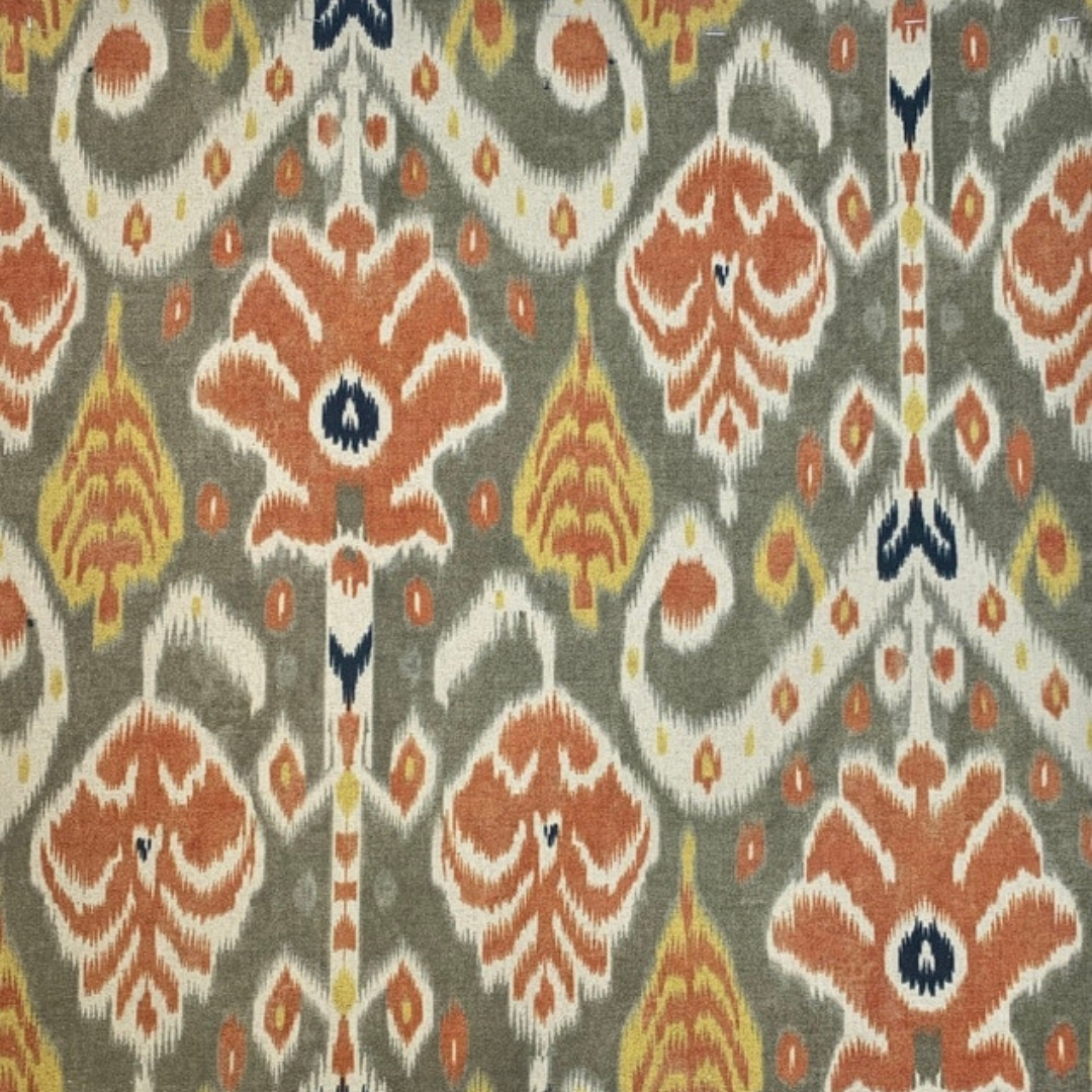 Pantalla Tela Lino Ikat Yakarta Terracota - Vanila Deco