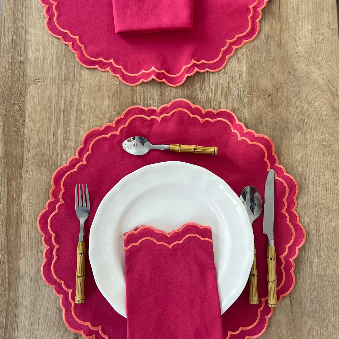 Mantel Individual  Coral y Fucsia