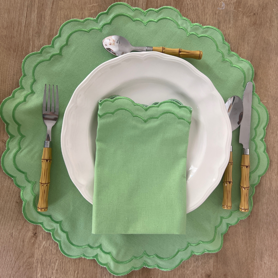 Mantel Individual Escallado Verde menta y Esmeralda