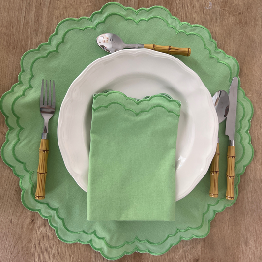 Mantel Individual Escallado Verde menta y Esmeralda