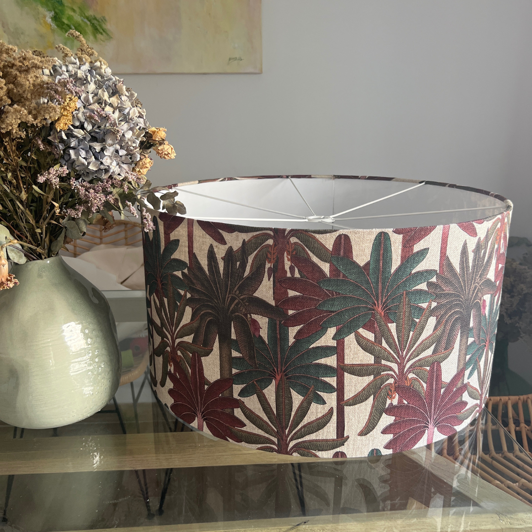 Pantalla Tela Lino Palmeras - Vanila Deco
