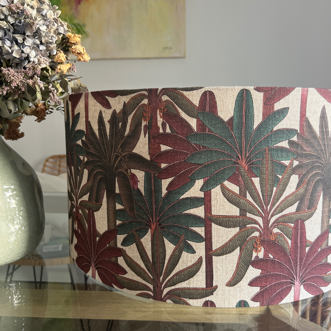 Pantalla Tela Lino Palmeras - Vanila Deco