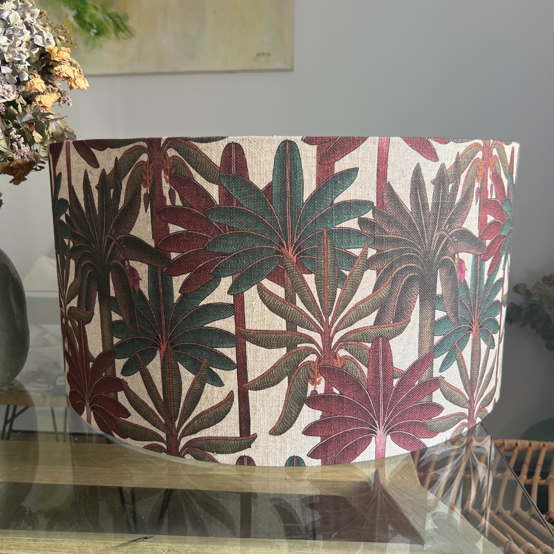 Pantalla Tela Lino Palmeras - Vanila Deco