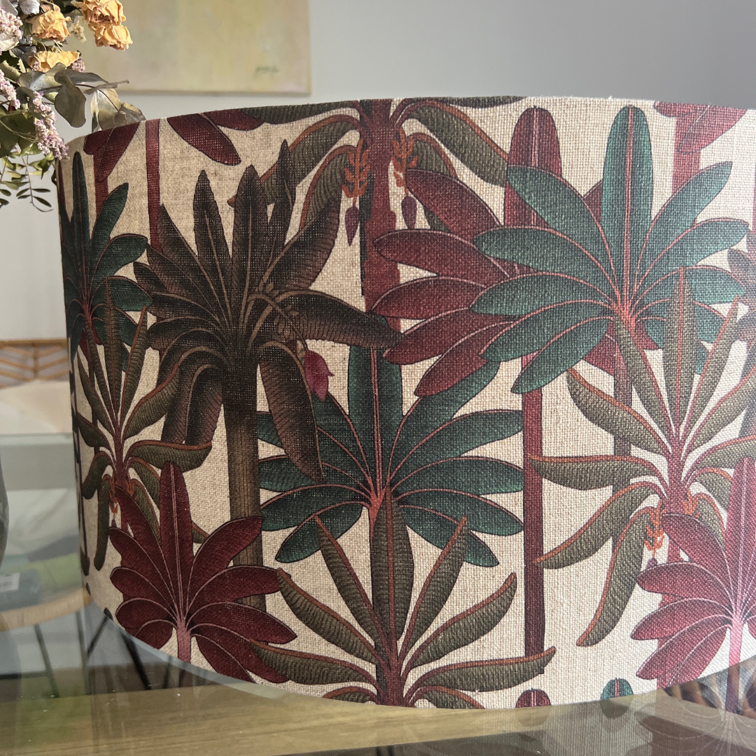 Pantalla Tela Lino Palmeras - Vanila Deco