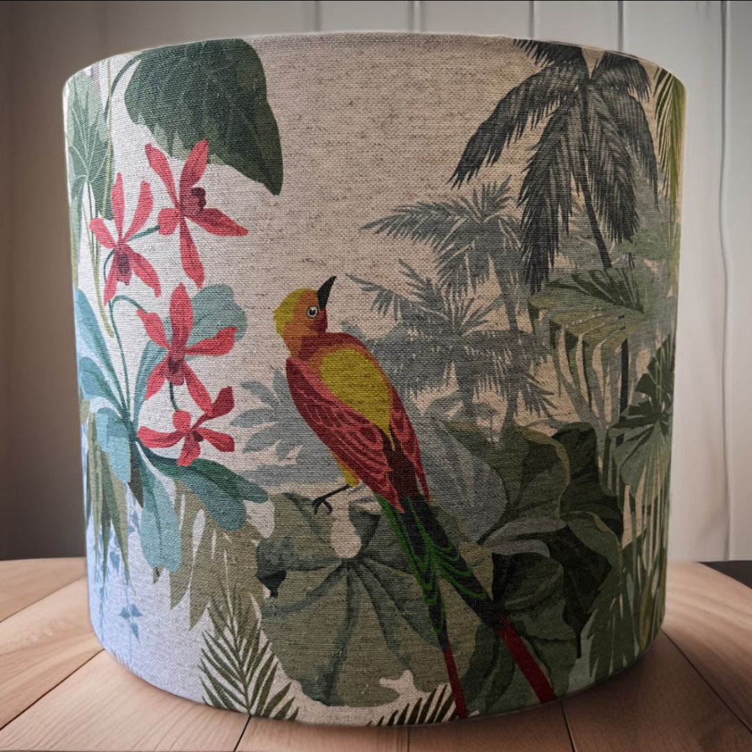 Pantalla Tela Lino Pájaros - Vanila Deco